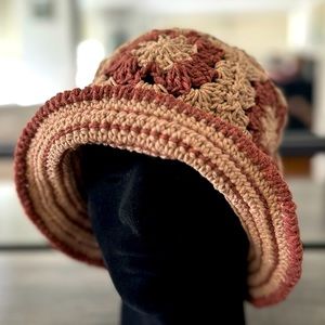 Handmade Crochet cotton bucket hat boho granny square